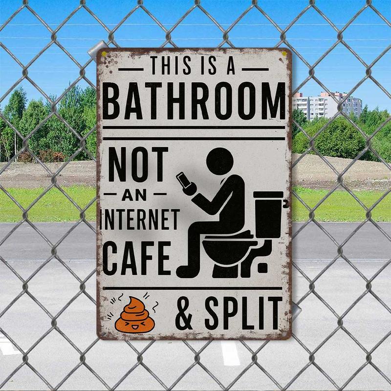 "Questo è un bagno, non un internet café" – Divertente cartello da parete in metallo vintag