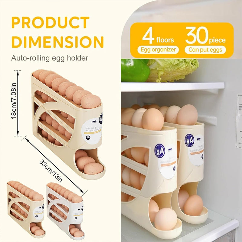 🥚Organizzatore per uova rotolante – Salvaspazio per frigorifero (30 uova) 🥚✨