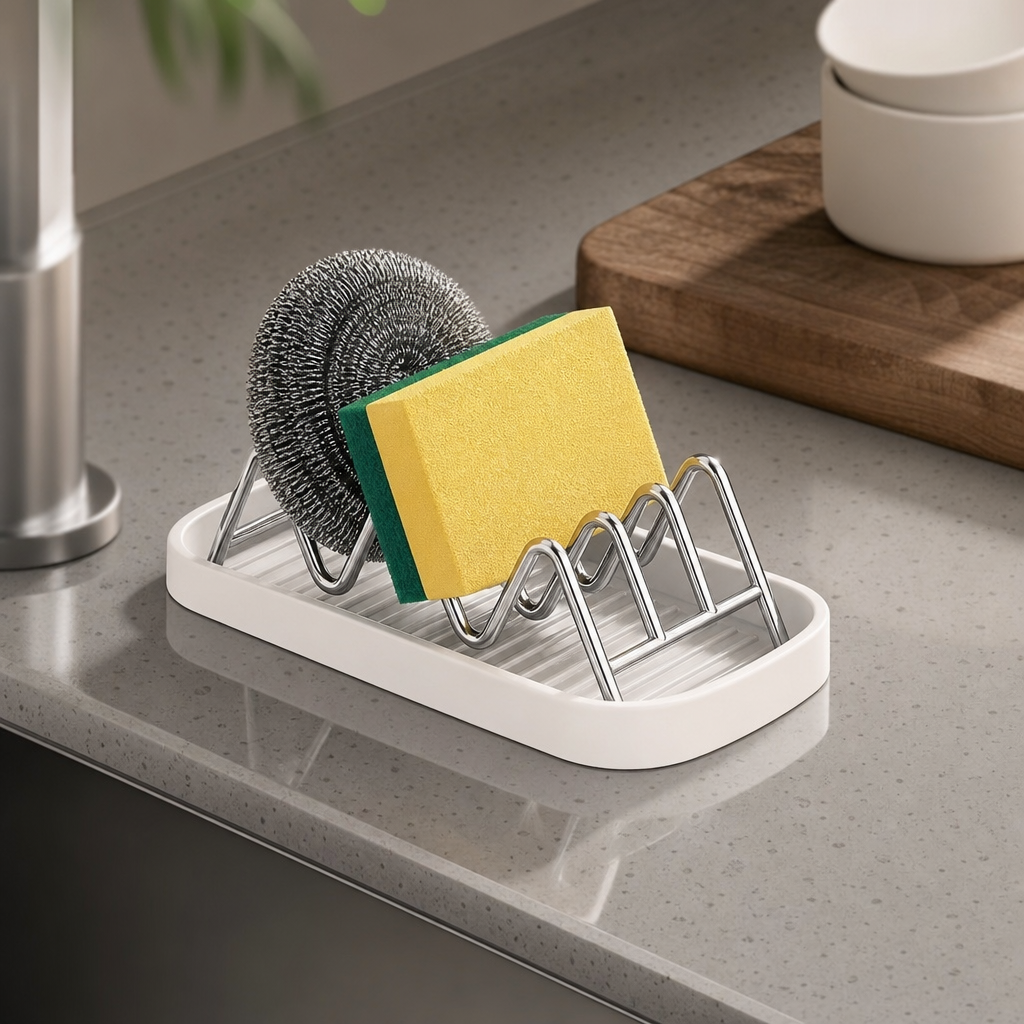 ✨Portasapone ondulato in acciaio inox, adatto a contenere sapone e spugne💧