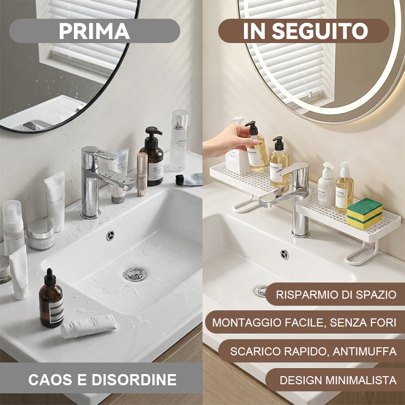 🚿Ordine ed eleganza sul tuo lavandino✨Contenitore multifunzionale in metallo per il bagno