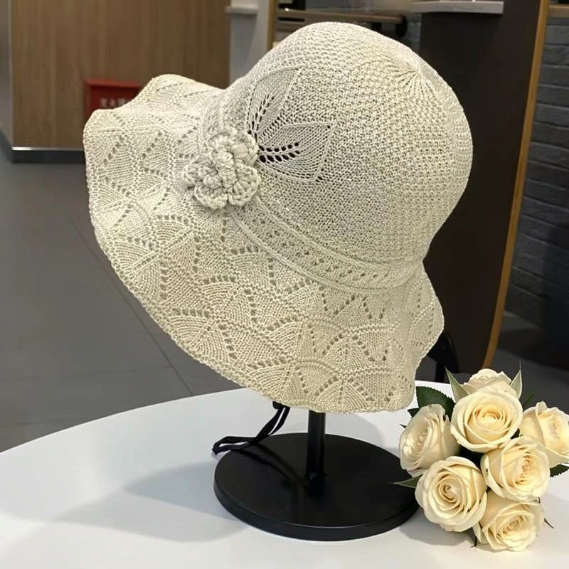 ✨Un connubio di stile e traspirabilità--🌸Cappello da pescatore traforato con motivi floreali