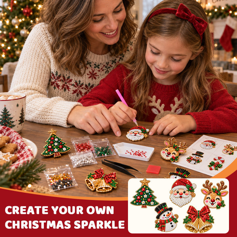 💫🎄 Kit fai da te per spilla natalizia in diamond painting--crea la tua spilla scintillante