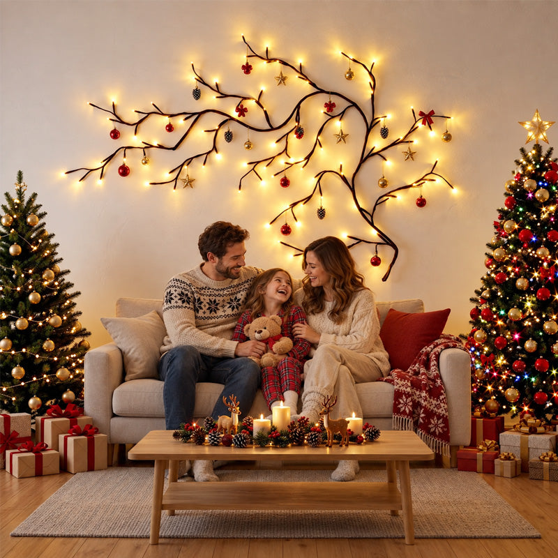 🎄✨ Ramo luminoso LED bianco caldo--trasforma una parete vuota in un angolo natalizio accogliente