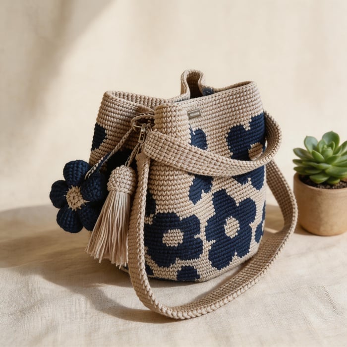 🏆 Promozione 49% DI SCONTO🧵🌸Borsa tote all'uncinetto con fiori fatta a mano 🌼✨