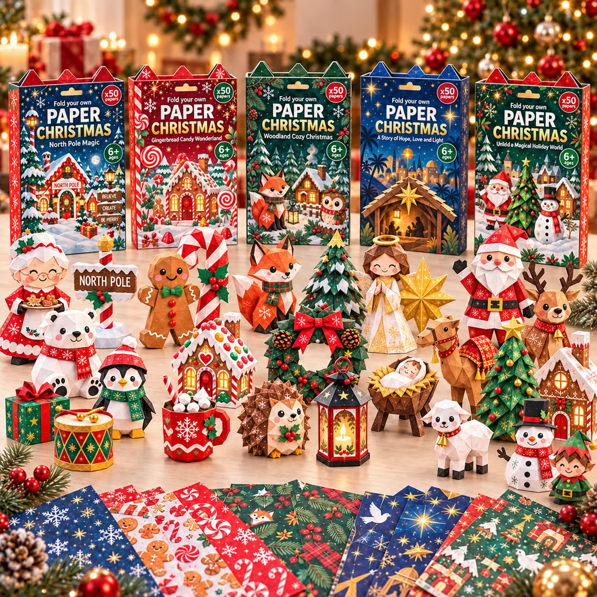🎄Kit di lavoretti natalizi in carta – 250 fogli, 5 temi festosi per creare la magia di Natale in famiglia🌟