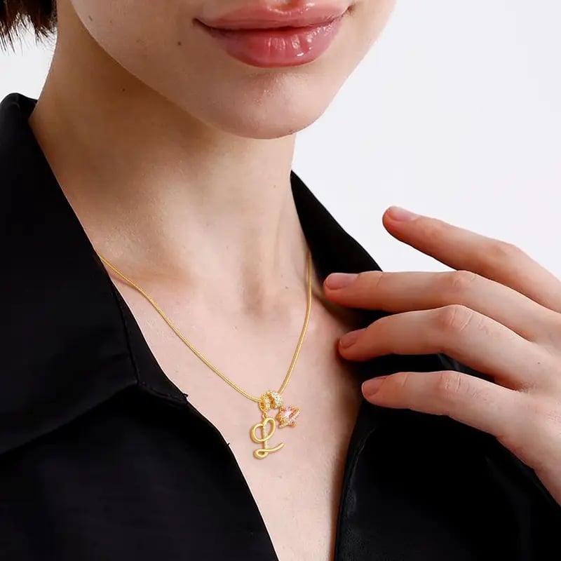 💖Sconto illimitato del 50%✨Collana con ciondolo a tre strati con lettere dalla A alla Z