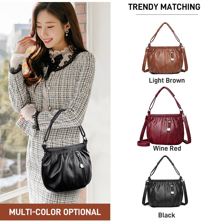 ⏳Offerta a tempo limitato⏰ Borsa a secchiello in pelle plissettata – Materiale morbido, tracolla regolabile e stile casual chic