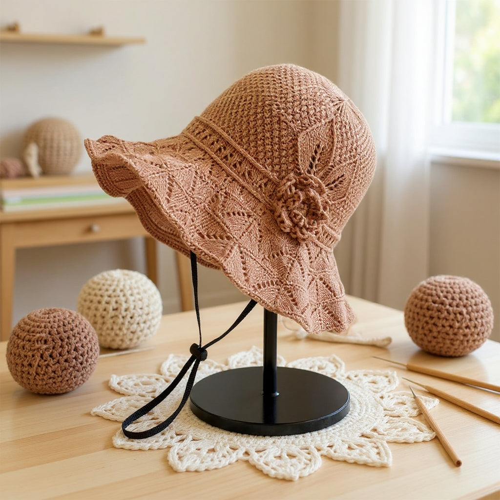 ✨Un connubio di stile e traspirabilità--🌸Cappello da pescatore traforato con motivi floreali