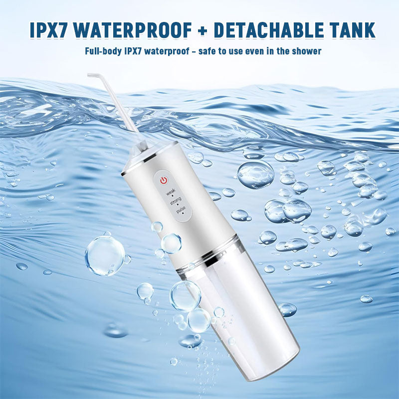 💦 Powerful water spray anytime, anywhere—a portable water flosser that easily fits in your backpack! 🎒🚗