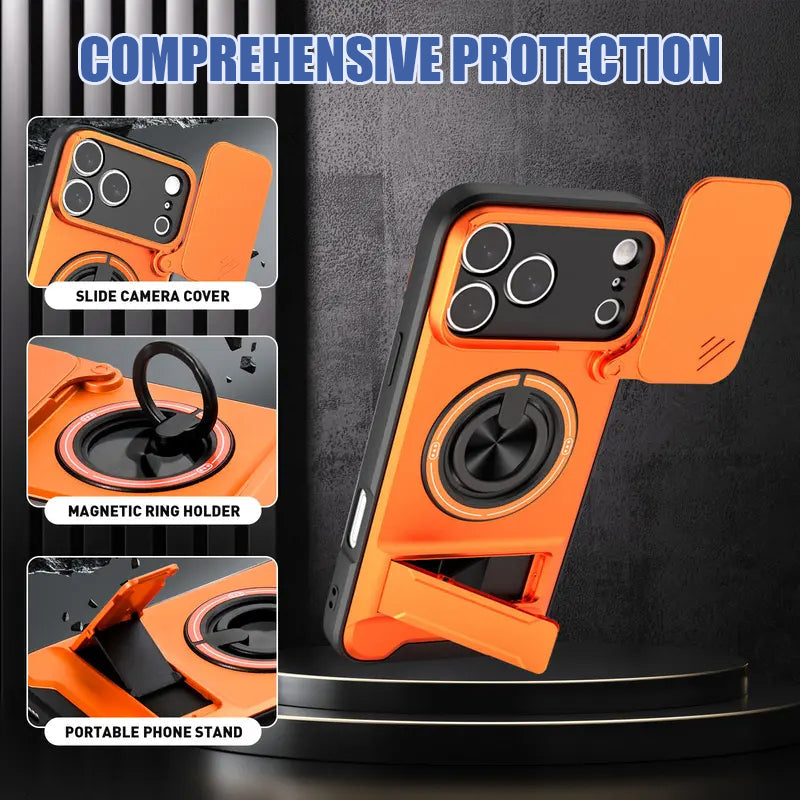 📱 Custodia 4in1 Smartphone--⚡Custodia antiuro con anello magnetico per iPhone 17 Pro Max, serie 16, 15, 14