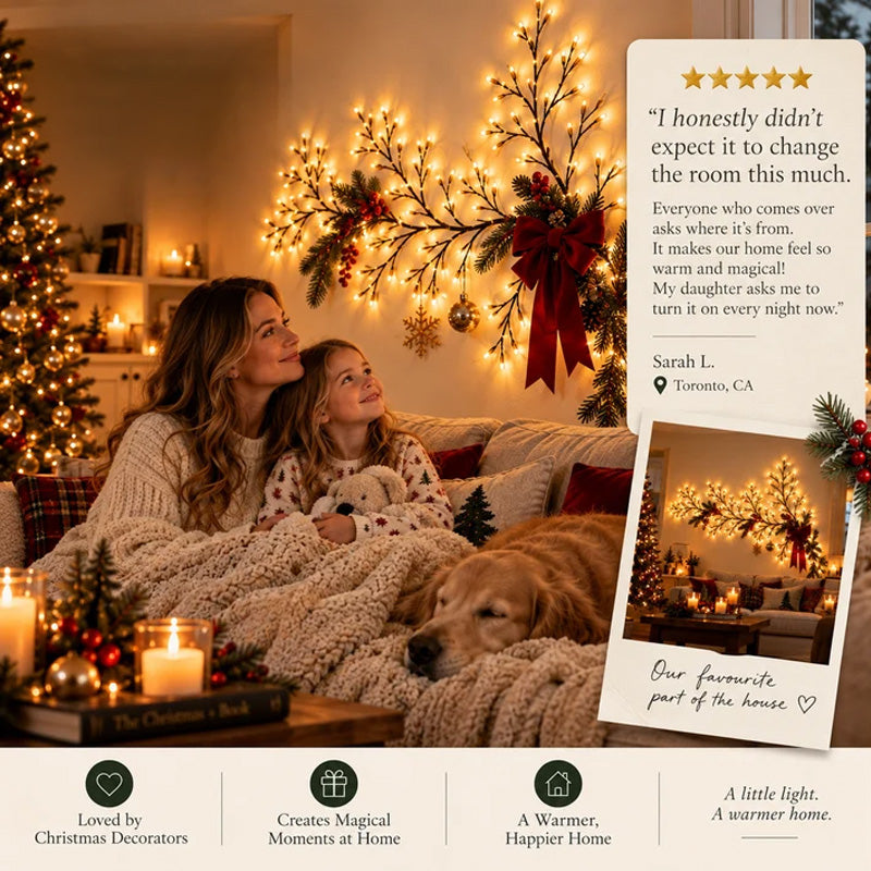 🎄✨ Ramo luminoso LED bianco caldo--trasforma una parete vuota in un angolo natalizio accogliente