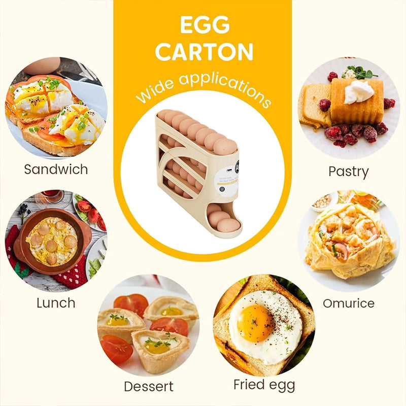 🥚Organizzatore per uova rotolante – Salvaspazio per frigorifero (30 uova) 🥚✨