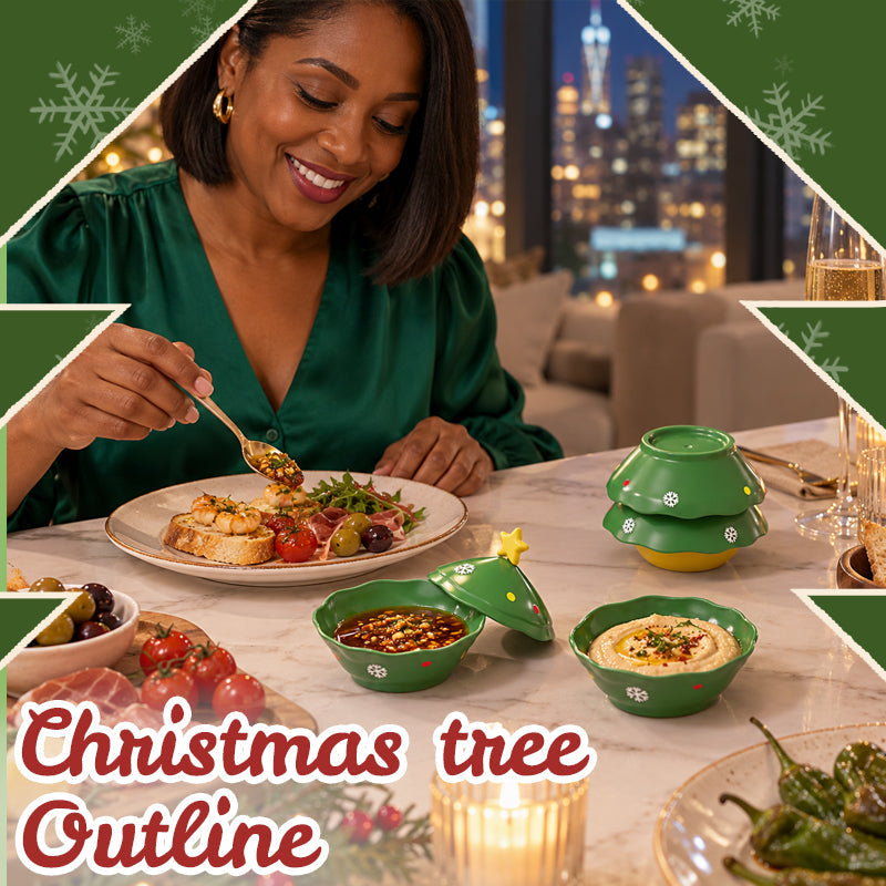 🎄 Set di ciotole per salse a forma di albero di Natale – 5 scomparti separati, bello e pratico