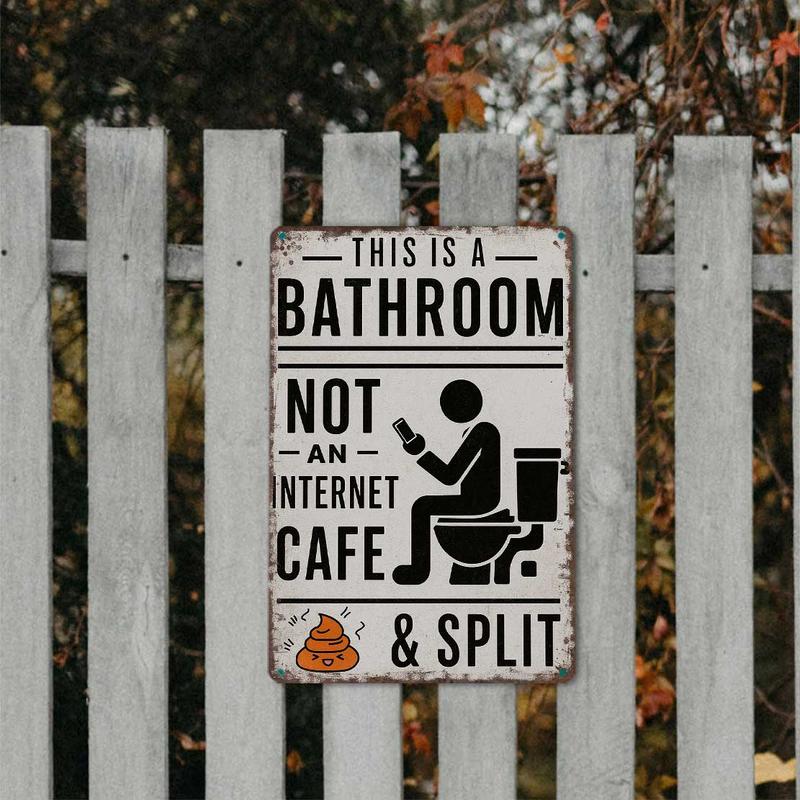 "Questo è un bagno, non un internet café" – Divertente cartello da parete in metallo vintag
