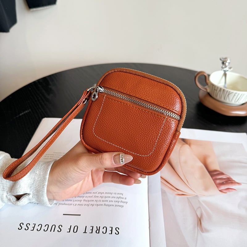 🌟Eleganza in tasca--Mini portafoglio quadrato in pelle con porta carte e portamonete
