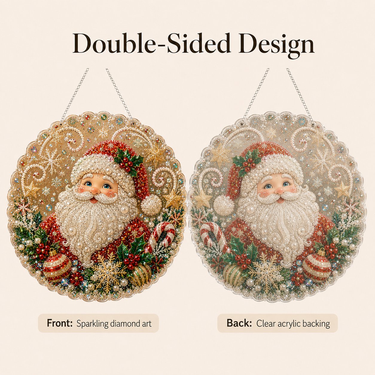 🎄 Kit per decorazione natalizia con perle e diamanti in acrilico | Pannello antigraffio e indelebile con perline | Decorazione natalizia fai da te 🎅💎