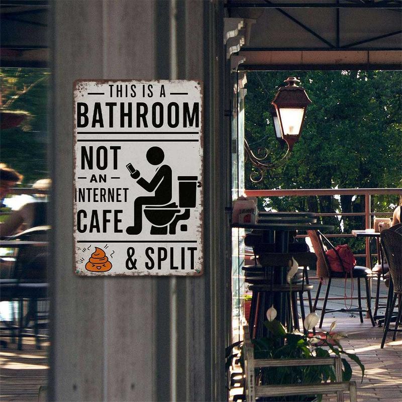 "Questo è un bagno, non un internet café" – Divertente cartello da parete in metallo vintag