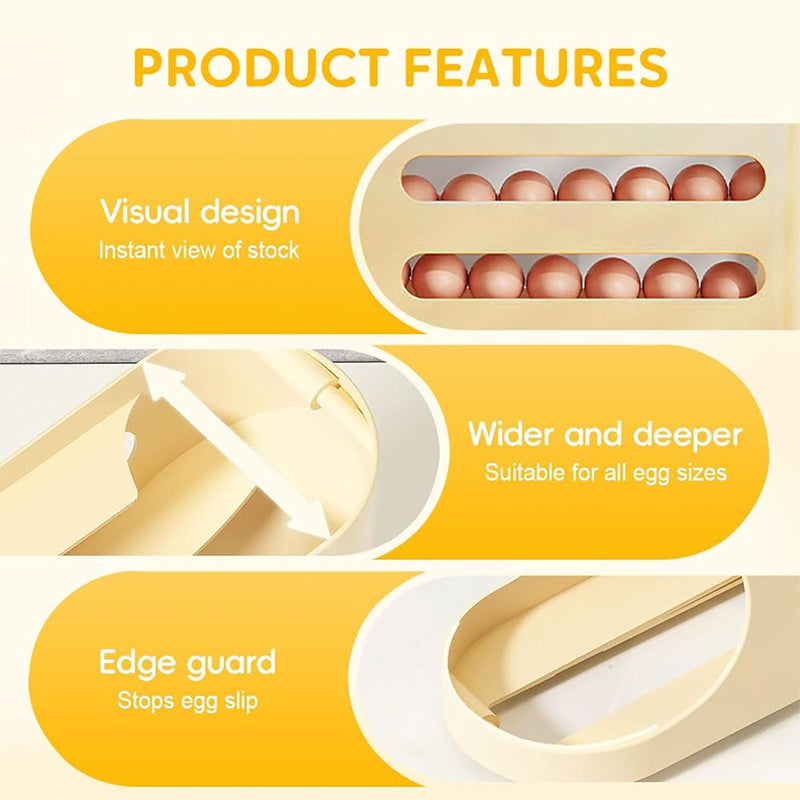 🥚Organizzatore per uova rotolante – Salvaspazio per frigorifero (30 uova) 🥚✨