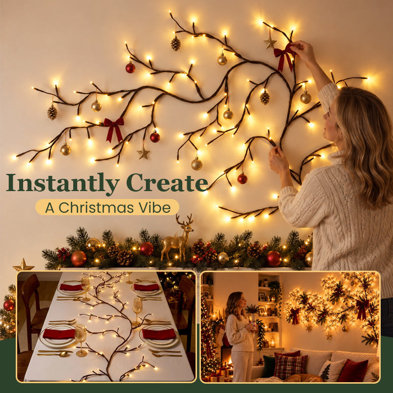 🎄✨ Ramo luminoso LED bianco caldo--trasforma una parete vuota in un angolo natalizio accogliente