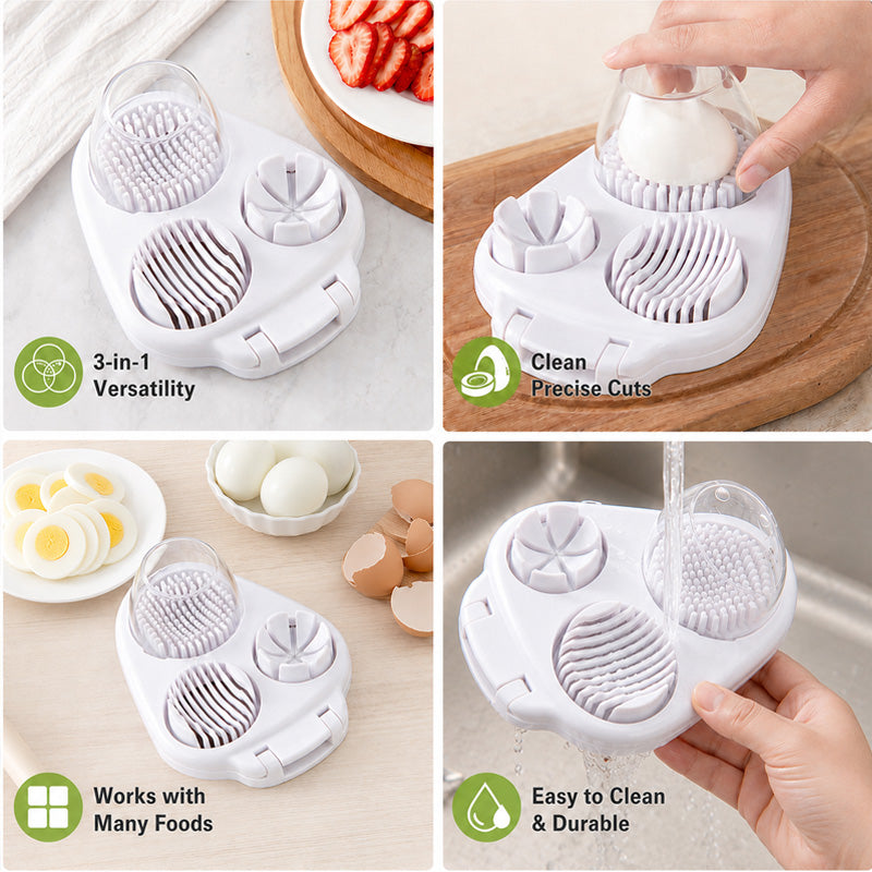 🥚 Affetta e taglia uova multifunzione 3 in 1 - Perfetto per insalate e guarnizioni 🔪