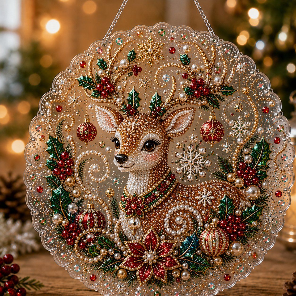 🎄 Kit per decorazione natalizia con perle e diamanti in acrilico | Pannello antigraffio e indelebile con perline | Decorazione natalizia fai da te 🎅💎