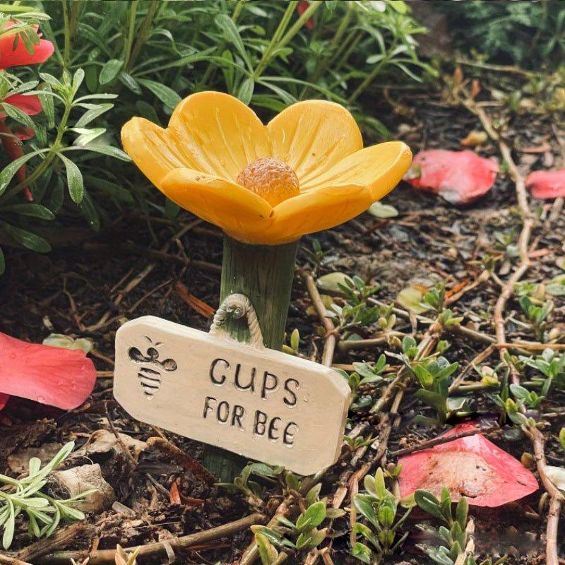 🌸🐝 Stazione api/acqua brevettata – 💧 Fiore in ceramica e protetto contro zanzare e formich