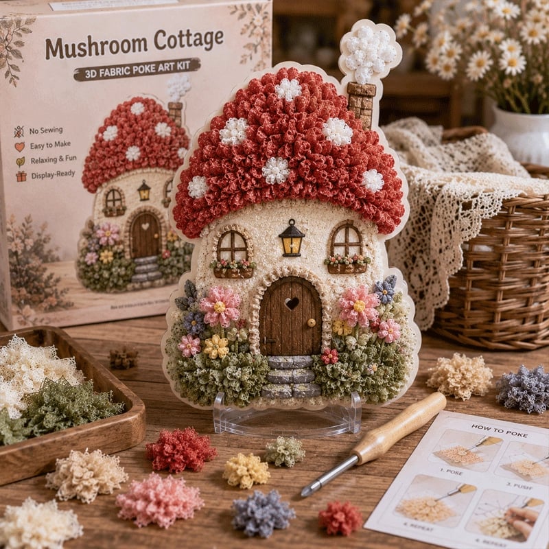 🏡 Kit per arte tessile 3D senza cuciture Villaggio delle fate ✨