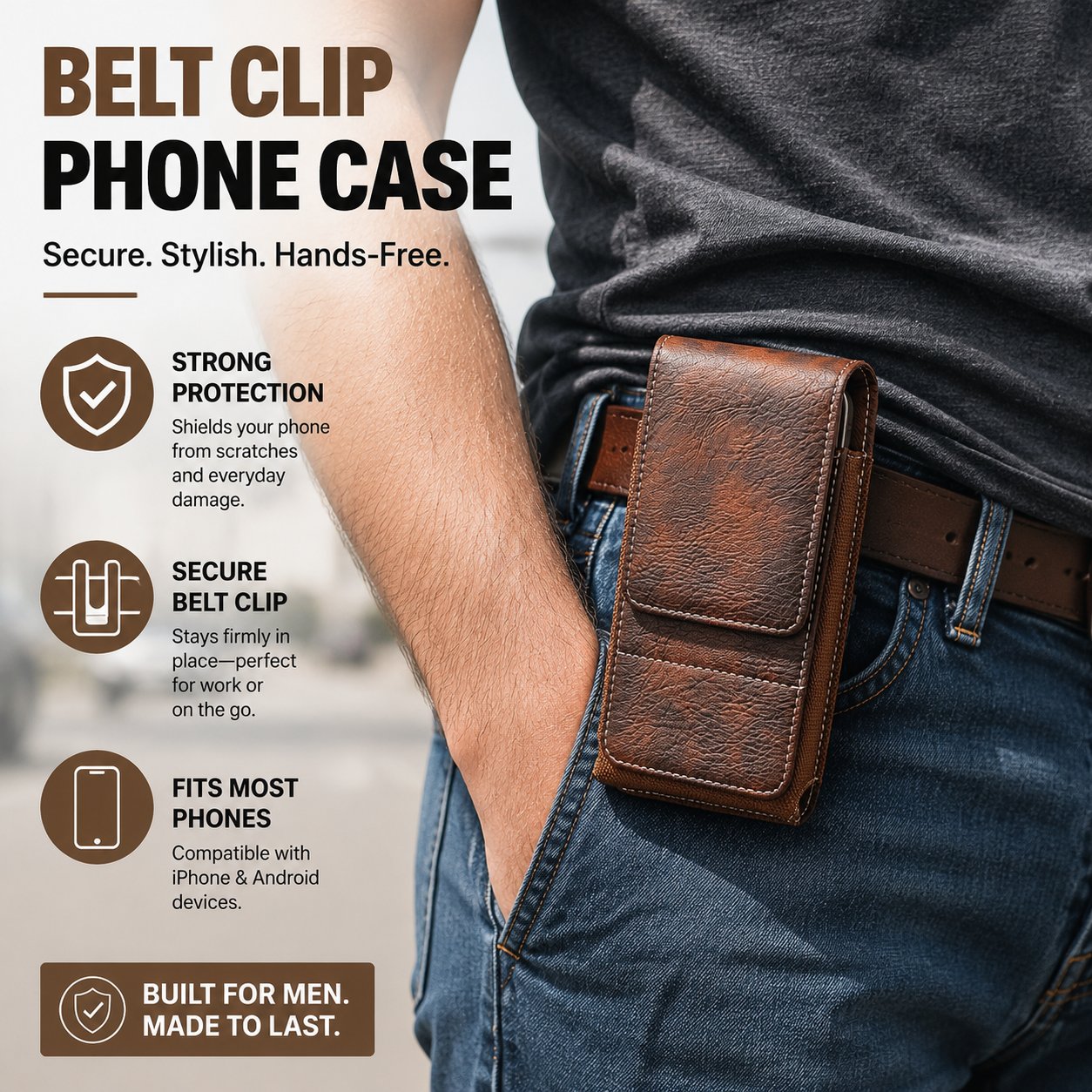 📱Custodia da cintura per cellulare ✨ Custodia in pelle multi-tasche con porta carte