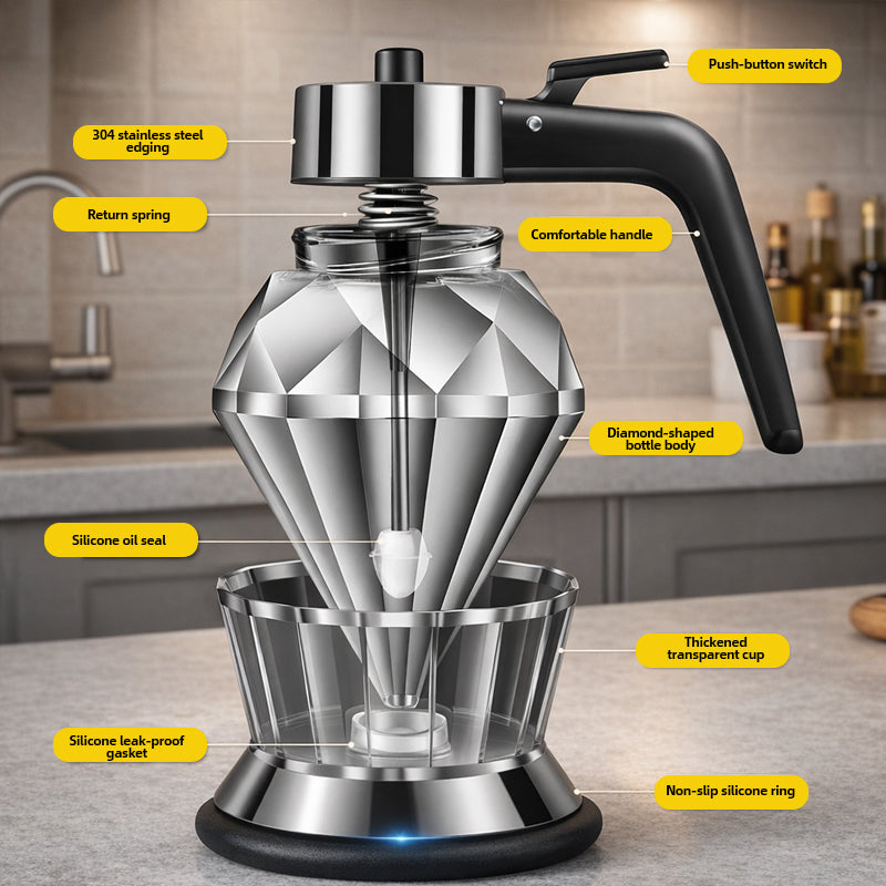 💎 Completamente aggiornato---Dispenser di olio in vetro diamantato a pression