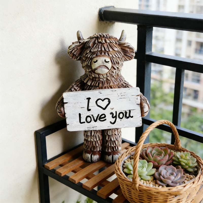 ❤️L'amore può essere espresso ad alta voce | ✨Scultura in resina "Ti amo" di Highland Bul