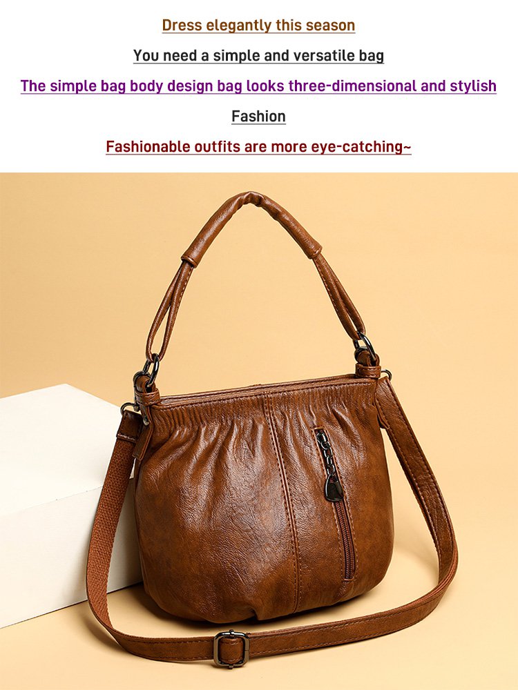⏳Offerta a tempo limitato⏰ Borsa a secchiello in pelle plissettata – Materiale morbido, tracolla regolabile e stile casual chic