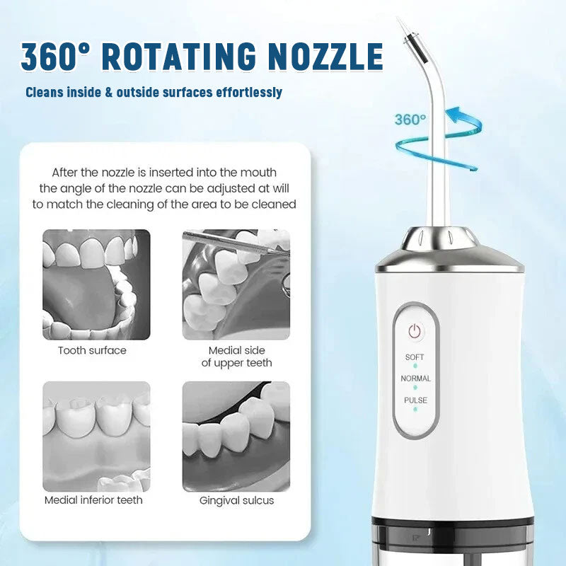 💦 Powerful water spray anytime, anywhere—a portable water flosser that easily fits in your backpack! 🎒🚗