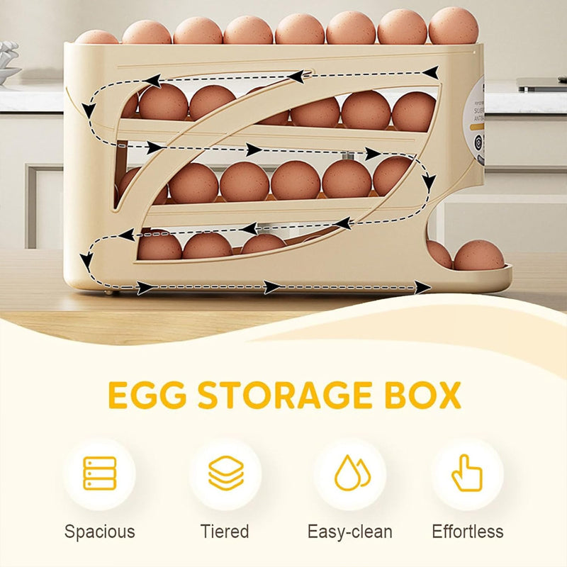 🥚Organizzatore per uova rotolante – Salvaspazio per frigorifero (30 uova) 🥚✨