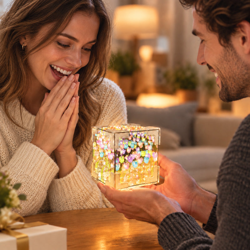 🌷✨ Lampada notturna cubo giardino di tulipani fai da te--un piccolo giardino luminoso per ogni angolo