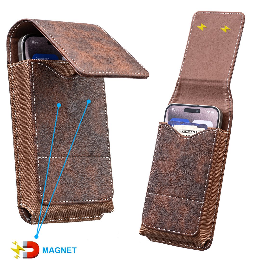 📱Custodia da cintura per cellulare ✨ Custodia in pelle multi-tasche con porta carte