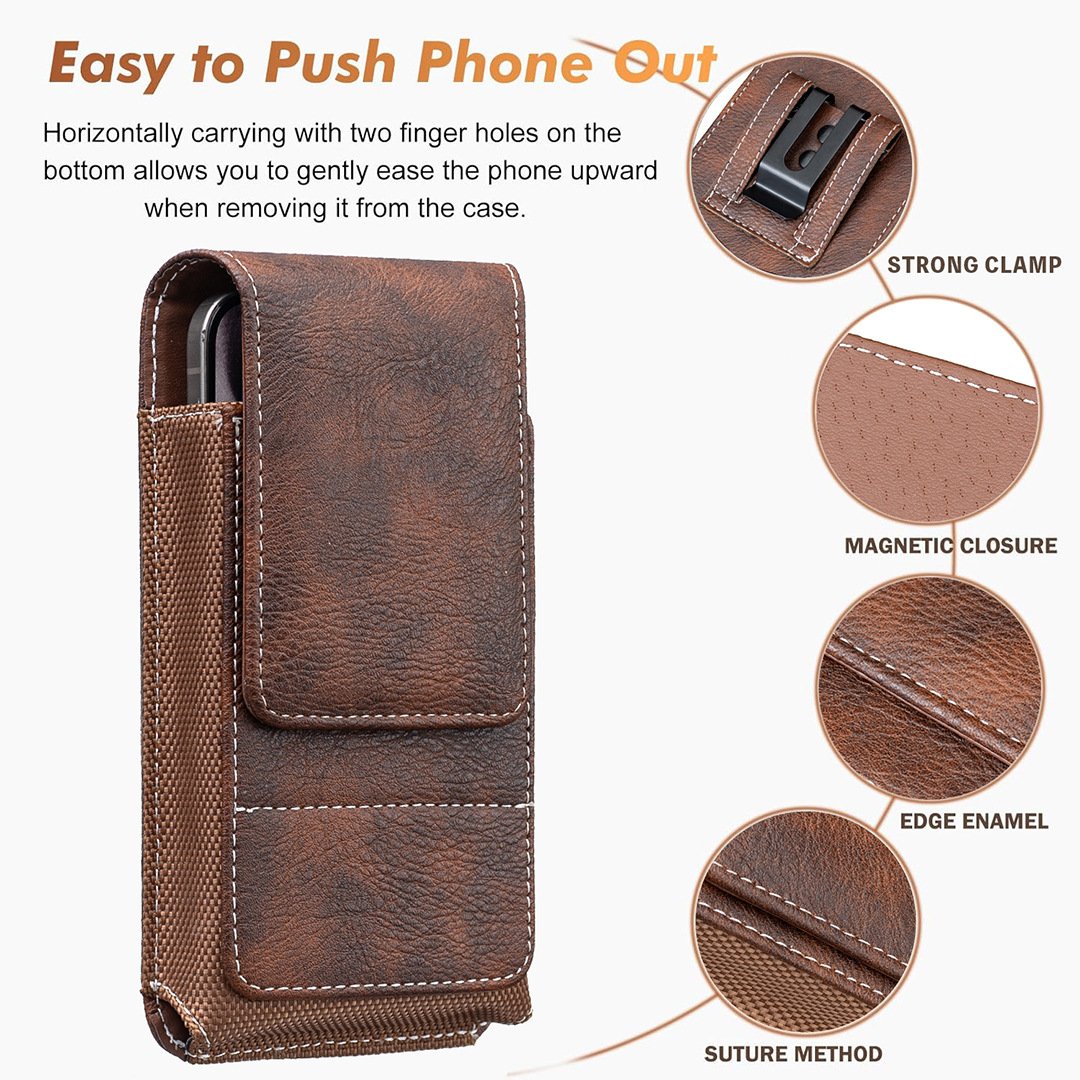 📱Custodia da cintura per cellulare ✨ Custodia in pelle multi-tasche con porta carte