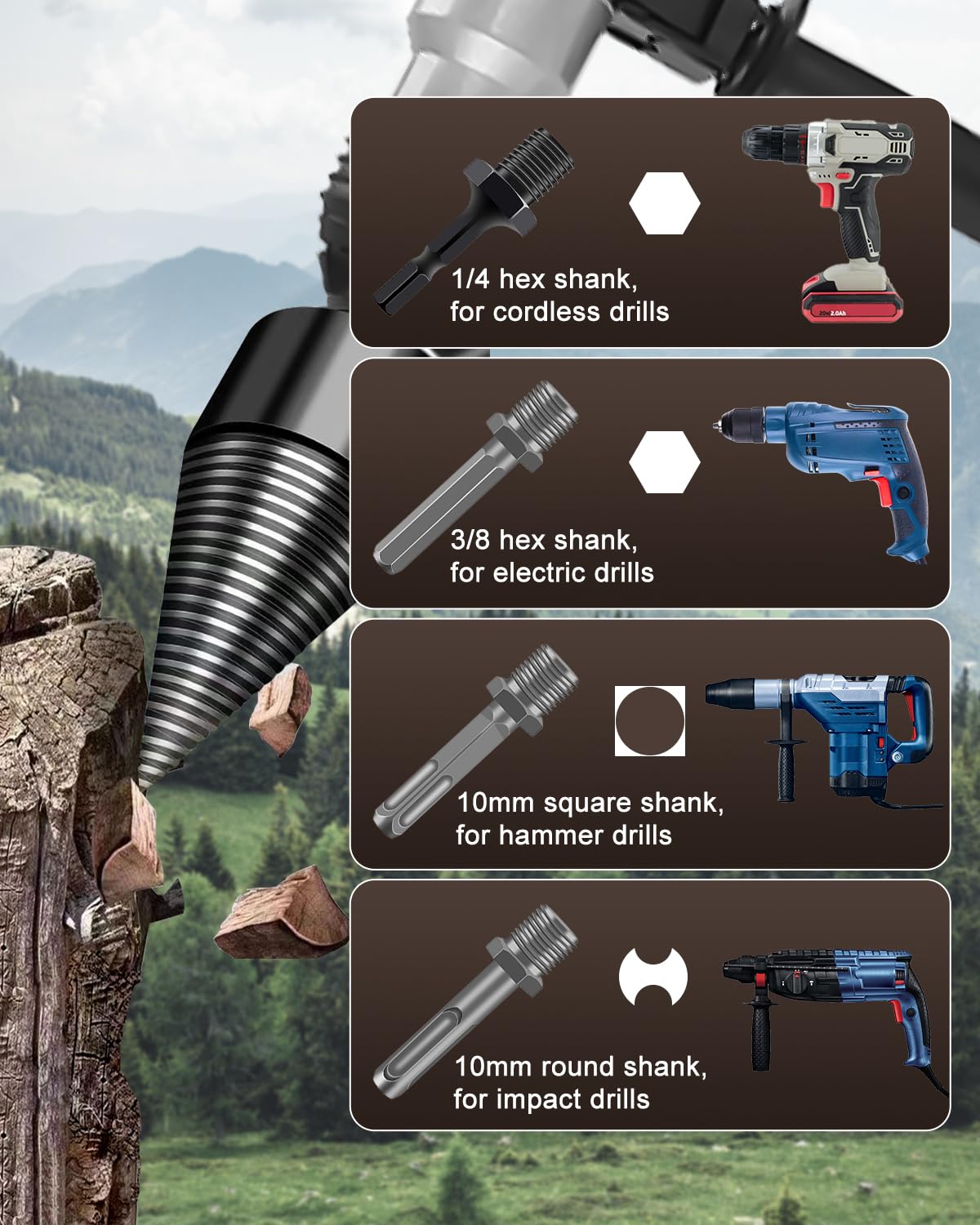 🔥Versione aggiornata 2026🔩 Set di 6 punte per trapano per spaccare il legno per impieghi gravosi