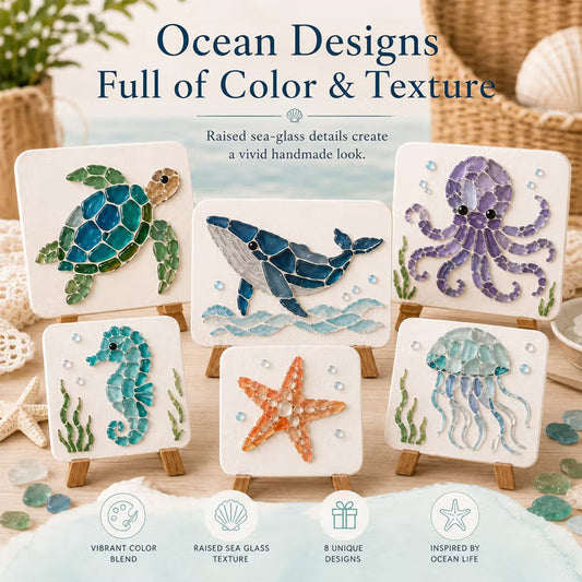 🌊✨ Kit artistico fai-da-te a tema oceano: crea uno splendido capolavoro a mosaico