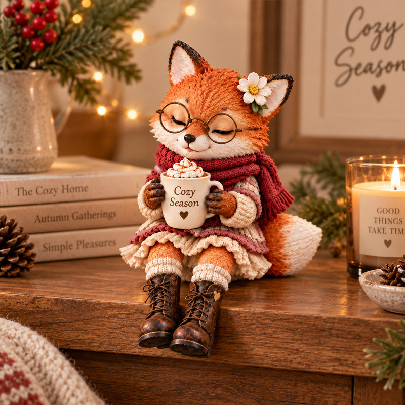 🦊🦉🐰 Statuine Compagni Animali Natalizi--dolci personaggi invernali con tazza calda