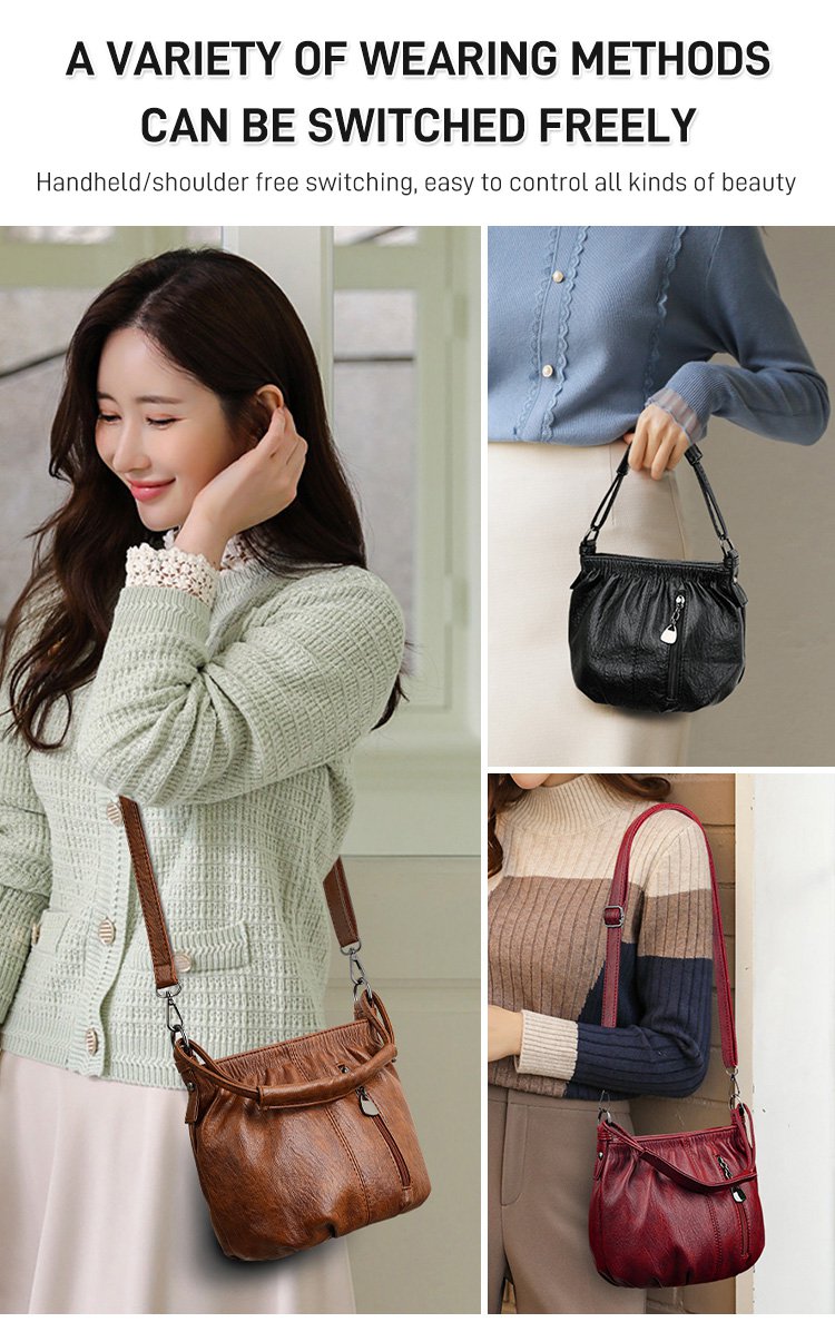 ⏳Offerta a tempo limitato⏰ Borsa a secchiello in pelle plissettata – Materiale morbido, tracolla regolabile e stile casual chic