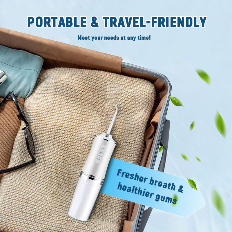 💦 Powerful water spray anytime, anywhere—a portable water flosser that easily fits in your backpack! 🎒🚗
