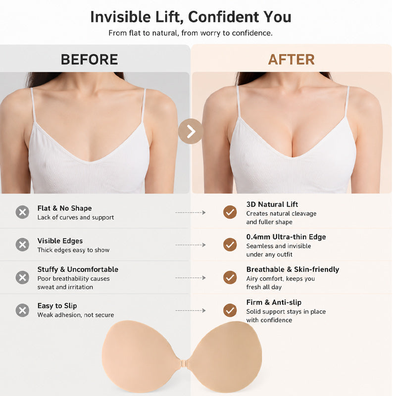 💖 Copricapezzoli Push-Up Invisibile in Silicone 3D — Sostegno Naturale e Massimo Comfort! ✨