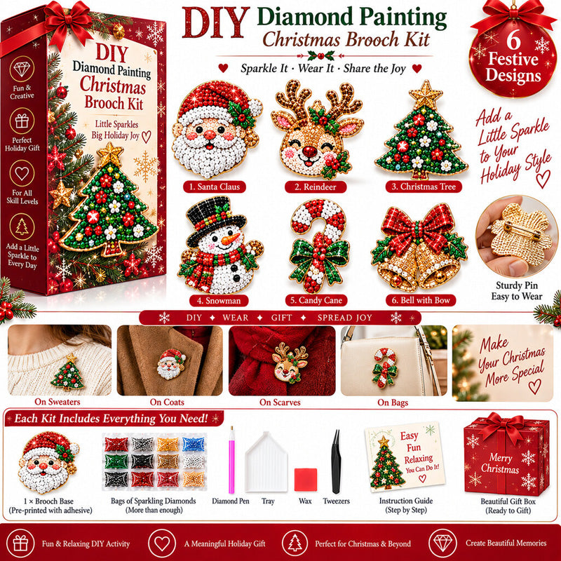 💫🎄 Kit fai da te per spilla natalizia in diamond painting--crea la tua spilla scintillante