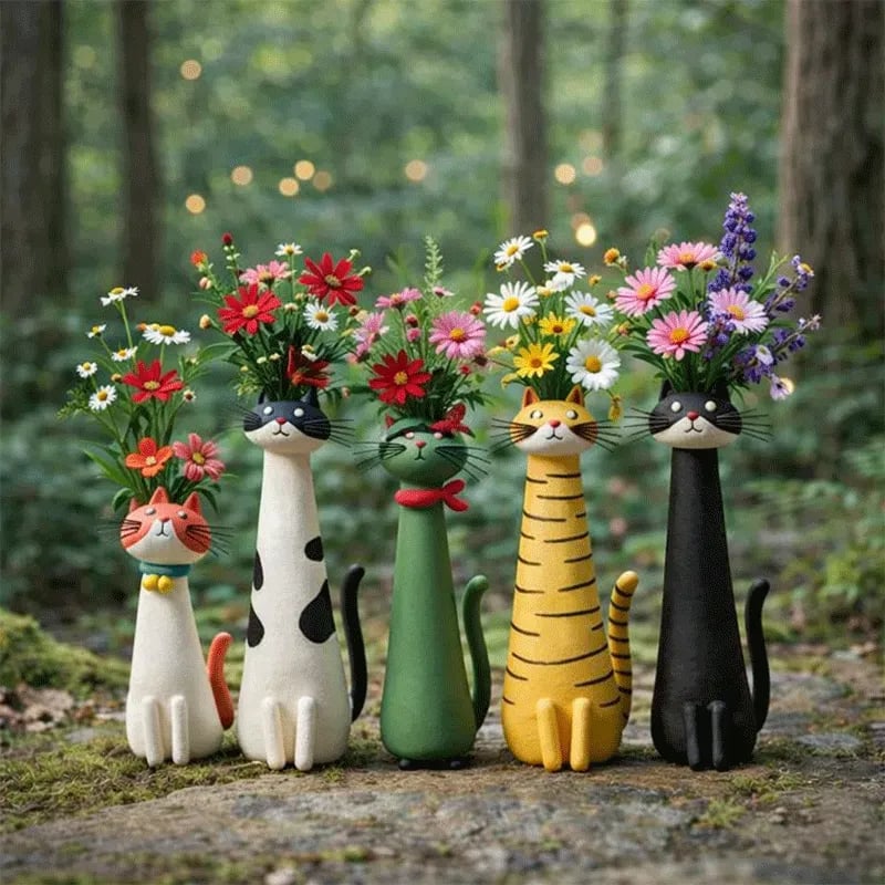 😻 Gatti che abbracciano i tuoi fiori-- regala alla tua casa un tocco di personalità! 🌼