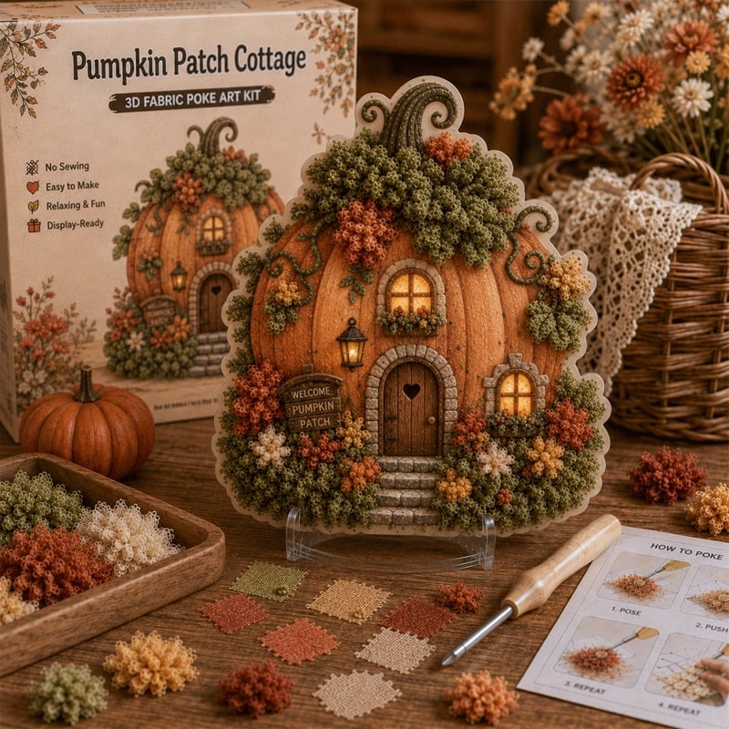 🏡 Kit per arte tessile 3D senza cuciture Villaggio delle fate ✨