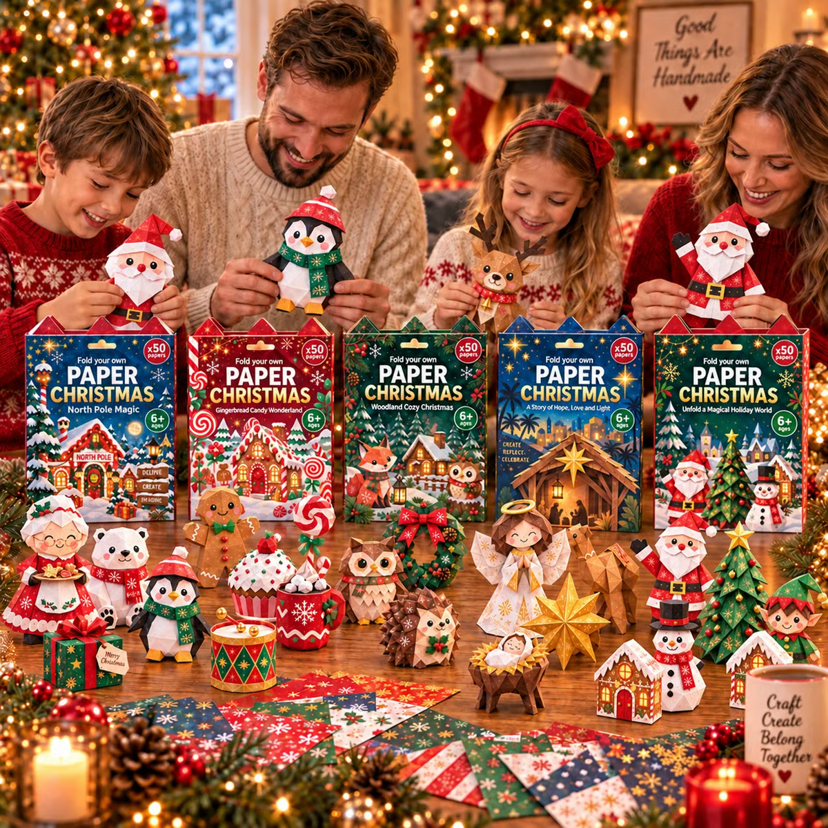 🎄Kit di lavoretti natalizi in carta – 250 fogli, 5 temi festosi per creare la magia di Natale in famiglia🌟