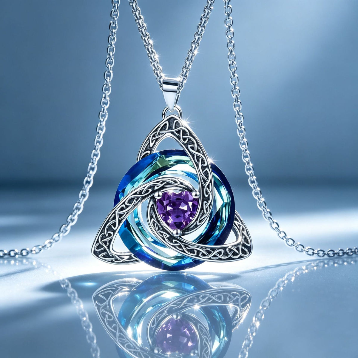 ✨🍀 Collana celtica Trinity Knot con pietra di nascita--un simbolo di fede, amore e unità da indossare ogni giorno