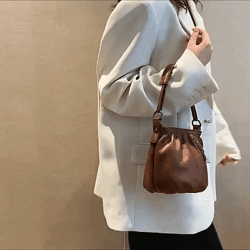⏳Offerta a tempo limitato⏰ Borsa a secchiello in pelle plissettata – Materiale morbido, tracolla regolabile e stile casual chic