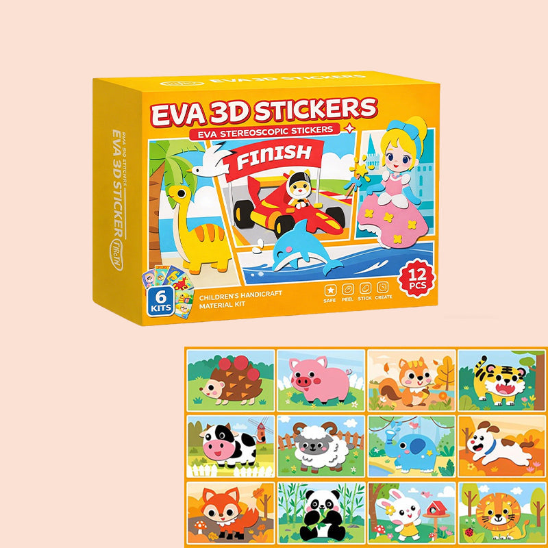 🐾 Kit di adesivi 3D in EVA per bambini