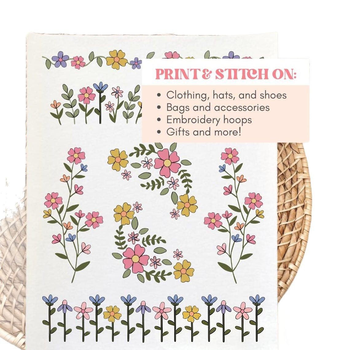 🌸Schemi di ricamo con linee e bordi floreali (acquista 1 e ricevi 1 gratis) – Ricamo a punto croce per principianti🌸